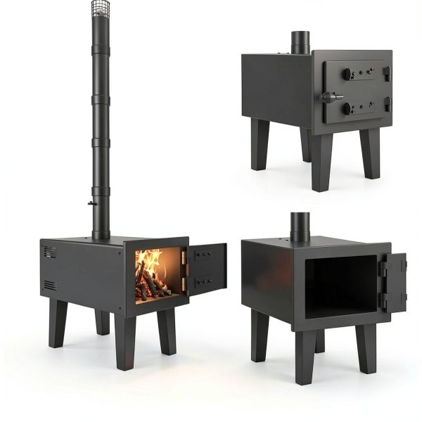 GarveeLife Wood Stove Portable Alloy Steel Black Outdoor-3