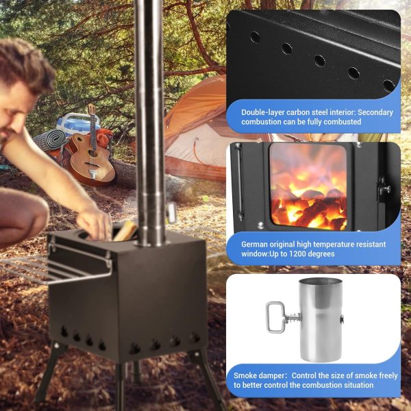 XDCFLA Wood Burning Stove Portable Metal Outdoor Camping-1