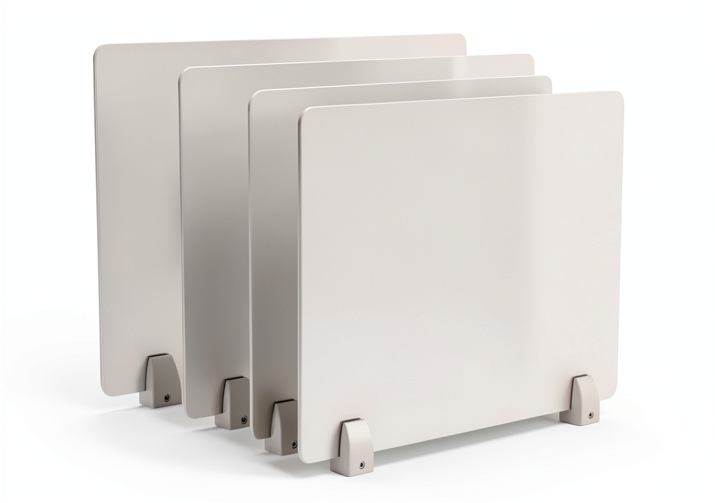 Tonchean frosted acrylic desk dividers installed on an office table