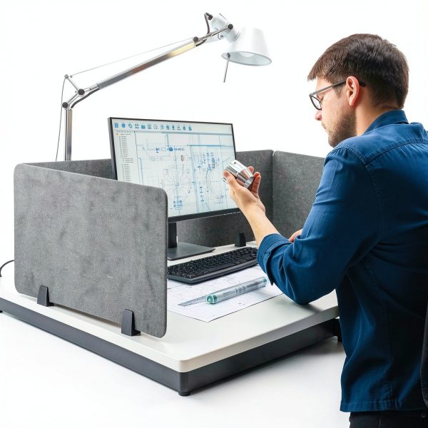 Yaomiao Desk Privacy Panel Dark Gray Polyester Office-3