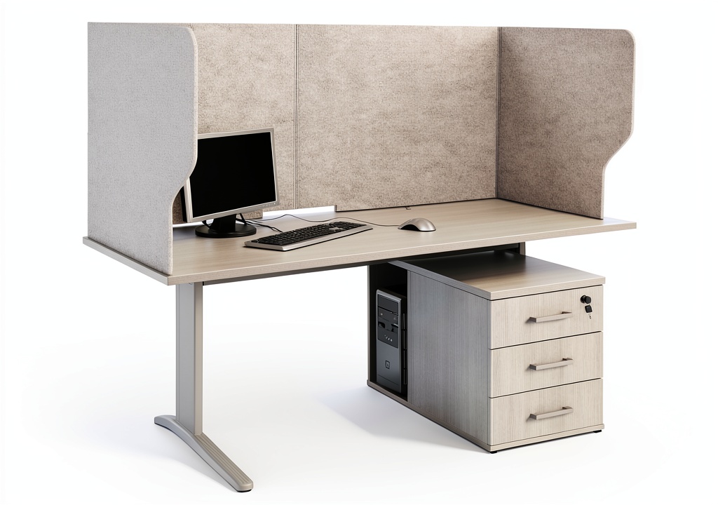 Dunzoom desk divider setup in an office with notes attached