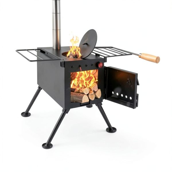 FEBTECH Wood Burning Stove Steel Camping Tent Heater-4