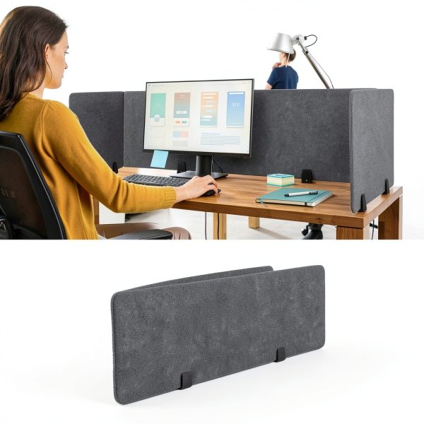 Yaomiao Desk Privacy Panel Dark Gray Polyester Office-4
