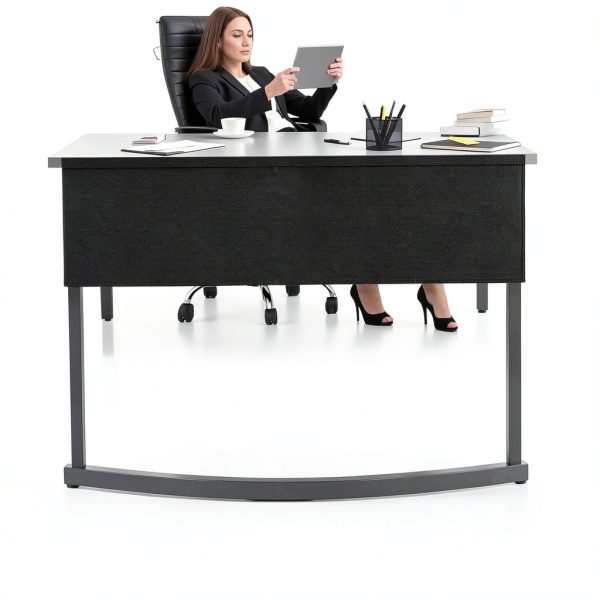 Desk Privacy Panel Wibeelee Canvas Black 60x15in-2